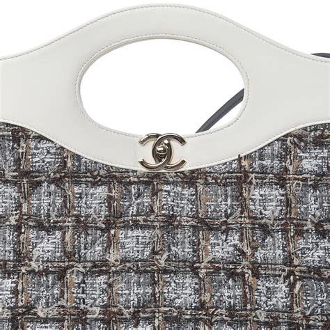 Chanel tweed shopping bag